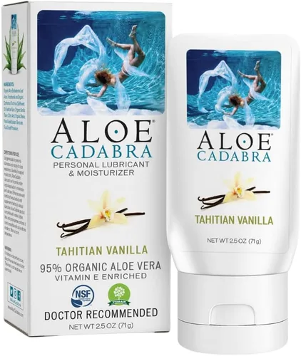 Aloe Cadabra Flavored Personal Lubricant and Vaginal Moisturizer, Organic Edible Aloe Lube for Men, Women and Couples, Non-Staining, pH Balanced,