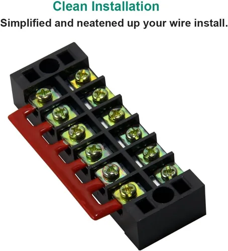 Vista 6 de MILAPEAK 10 piezas (5 juegos) Bloques de tira de terminal de tornillo de 6 posiciones de doble hilera 600 V 25 A con cubierta + tira de barrera