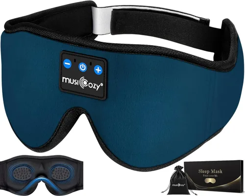 Vista 19 de MUSICOZY - Auriculares para dormir 3D Bluetooth 5.4, máscara de ojos transpirable inalámbrica, auriculares para dormir con diadema para personas que