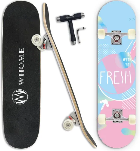 WHOME Pro - Patineta completa para adultos, jóvenes y niños principiantes, de 31 pulgadas, doble patada, cóncava, 8 capas de arce duro alpino,