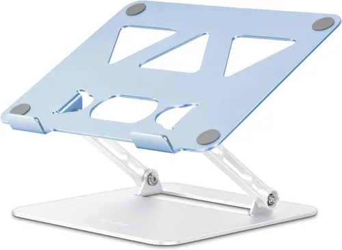 Vista 16 de Aoviho Soporte ajustable para laptop para escritorio, soporte portátil y elevador, soporte plegable de aluminio para computadora portátil
