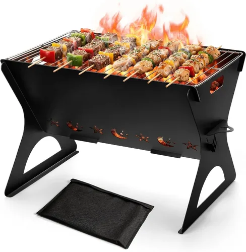 HaSteeL Mini parrilla al aire libre, hoguera portátil con la rejilla para