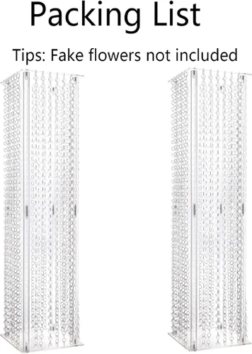 Vista 6 de 2 piezas de centro de mesa de boda jarrones acrílicos con candelabro de cristal – 31.5 pulgadas de alto transparente rectangular soporte de flores