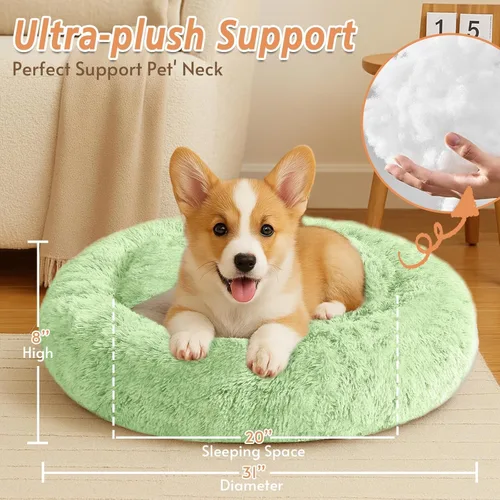 Vista 334 de JOLLYVOGUE Cama Calmante para Perros Pequeños - Cama para Perros Pequeños en Forma de Dona Lavable de 23 Pulgadas para Gatitos y Cachorros, Camas
