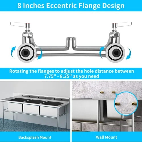 Vista 6 de Commercial Wall Mount Kitchen Sink Faucet with Sprayer
