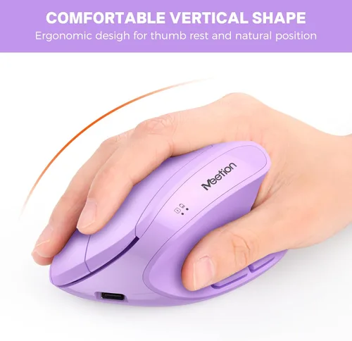 Vista 7 de MEETION Teclado y mouse inalámbricos ergonómicos, teclado Ergo con mouse vertical, teclado dividido, reposamuñecas acolchado, escritura natural