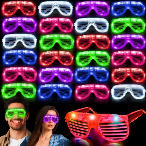Paquete de 30 lentes LED que brillan en la oscuridad, suministros de fiesta, lentes de palo brillante, gafas de fiesta para adultos y niños,
