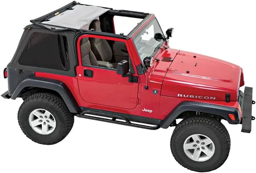 Vista 2 de Acabado del pavimento por Bestop 5684035 Black Diamond Frameless Sprint Top para Jeep Wrangler