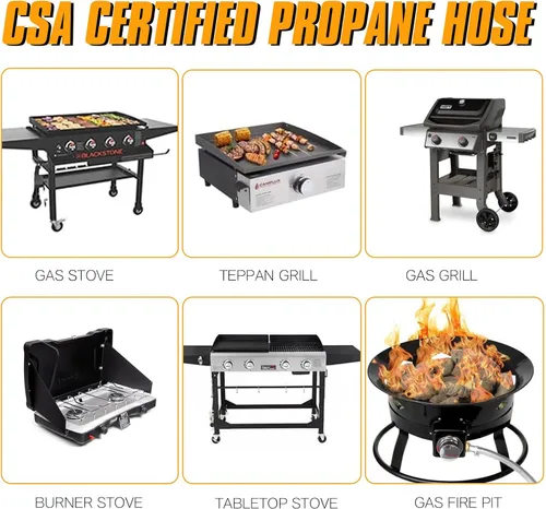 Vista 8 de Extensión de manguera de propano trenzada de alta presión de 6 pies con acoplamiento de conversión de 3/8 pulgadas a 1/2 pulgadas NPT hembra, NPT