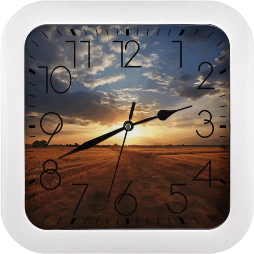 Vista 24 de 10" Square Modern Wall Clock,A Cat in Outer Space Print Kitchen Clocks Wall Battery Operated,Silent Non Ticking Unique Funny Cute Wall Clock for