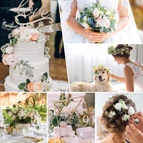 Vista 4 de Zonon 60 Pcs Artificial Baby Breath Gypsophila Flower Eucalyptus Leaves Bouquets Bulk Spring Table Decorations Floral Greenery Plants for Wedding