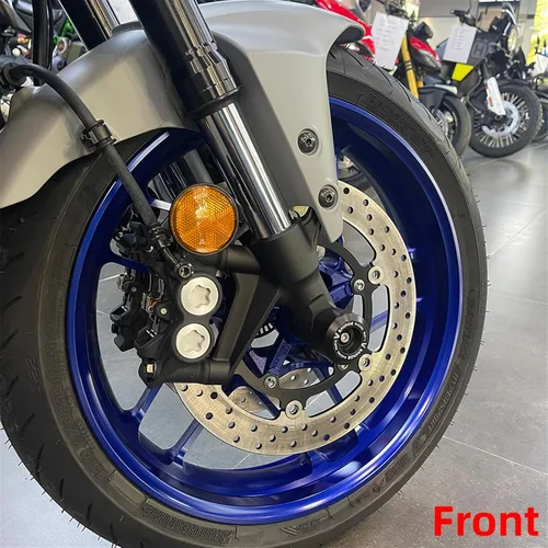 Vista 5 de Para Yamaha MT09 SP Tracer 9 GT XSR900 rueda delantera trasera Horquilla deslizante Eje Horquilla Crash Slider Rueda Protector de cubo de rueda