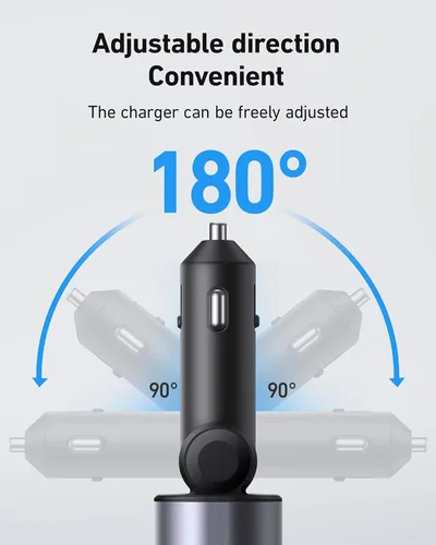 Vista 5 de Cargador de Coche para iPhone 4 en 1 Cargador Rápido USB para Teléfono de Coche 20W Cables Retráctiles Doble Lightning de 31.5 Pulgadas y 2 Puertos