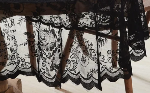 Vista 3 de 36 Inch Black Round Lace Tablecloth. Classic Elegant Floral Pattern is Ideal Choice for Any Luxury Dining Room, Birthday, Wedding or Holiday