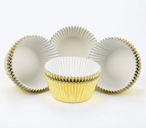Vista 4 de Gifbera Moldes Estándar para Cupcakes de Lámina Dorada, Envoltorios Metálicos para Hornear, 200
