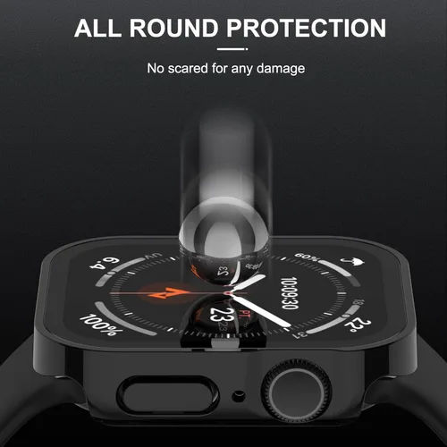 Vista 4 de Adepoy Paquete de 2 fundas rígidas compatibles con Apple Watch de 1.57 pulgadas, Series 6, SE, Series 5, Series 4, con protector de pantalla