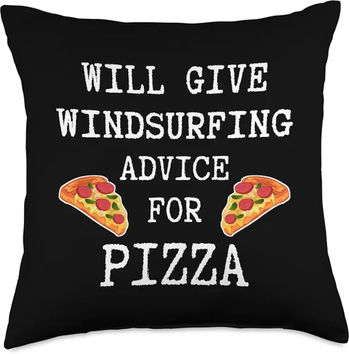 Vista 4 de Windsurfing Gifts Windsurfer Gear Windsurf Board Advice for Pizza - Almohada divertida para deportes acuáticos, 16 x 16 pulgadas, multicolor