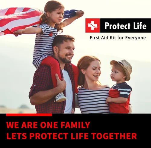 Vista 8 de Protect Life Kit de primeros auxilios, kit de primeros auxilios de viaje para automóvil, 100 piezas compacto de preparación para emergencias, kit
