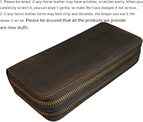 Vista 3 de LUUFAN Cartera larga de cuero genuino para hombre, cartera plegable grabada