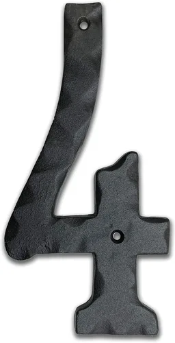 Vista 51 de NACH JS-RN4-0 números rústicos de casa de hierro fundido, 4 pulgadas, negro