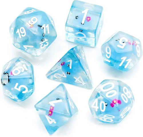 Vista 44 de Cusdie Dados DND de 7 Dados, Juego de Dados Poliédricos Rellenos con Animal, para Juego de Rol D&D Dados (Águila)