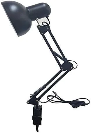 Vista 7 de Lámpara de escritorio con abrazadera ajustable de 24 pulgadas de altura, lámpara de mesa de metal con brazo oscilante, cuello de cisne y pantalla