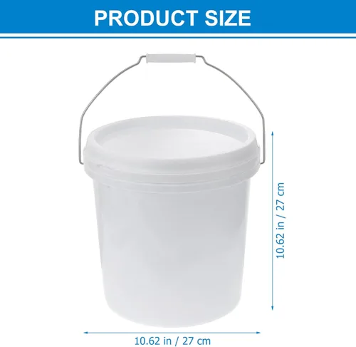Vista 7 de Healifty Cubo de 3 galones, plástico resistente, cubo de limpieza de 10 litros con asa y tapa, cubo industrial redondo para trapear, pintura