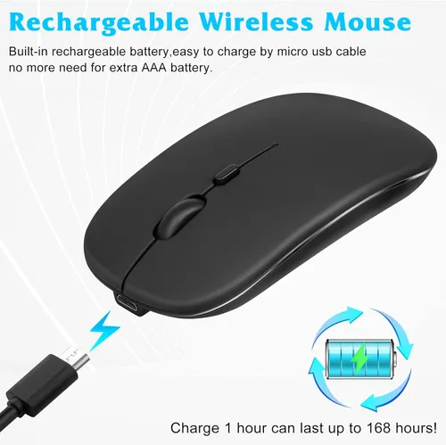 Vista 3 de UrbanX Ratón recargable Bluetooth para portátil Dell XPS 9300, mouse inalámbrico Bluetooth diseñado para portátil/PC/Mac/iPad