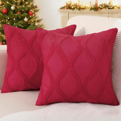 Vista 22 de decorUhome - Juego de 2 fundas de cojín decorativas para primavera de 16 x 16 pulgadas, fundas de almohada afelpadas de lana y piel sintética suave