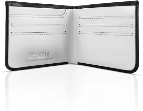 Vista 2 de Spassia Primero diseño delgado y plegable protección RFID cartera de cuero de grano completo Spatial Black Classic