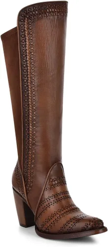 Vista 2 de Bota Mujer Cuadra en Piel Genuina Marrón