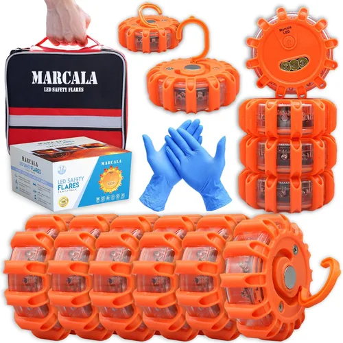 Vista 10 de Marcala Paquete de 1 bengalas LED para carretera, kit de emergencia LED para automóvil, compatible con DOT, bengalas de emergencia