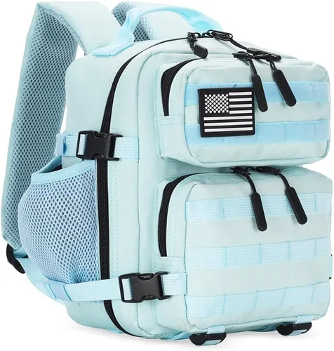 Vista 11 de 9L Mini Tactical Backpack for Men and Women Tactical Backpack Small for Hiking Small Tactical Bag (Pink&LakeBlue)