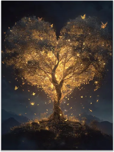 Vista 30 de VOCBAN Tree of Life Canvas Wall Art Tree Decor Painting Artwork for Office Kitchen Bathroom Dining Room Office Home Decor Dormitory(black black 74