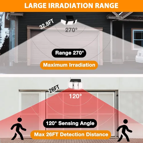 Vista 6 de EverBrite Solar Lights Outdoor, 128 LED 7000K Motion Sensor Outdoor Lights, 3 Heads Security LED Floodlights, IP65 Waterproof, 270° Wide Angle