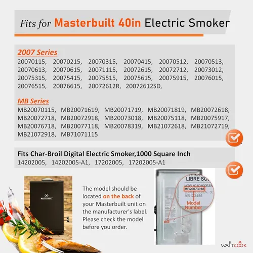 Vista 3 de Masterbuilt Elemento calefactor eléctrico de repuesto para ahumadores eléctricos digitales de 40 pulgadas, parte 9907090039