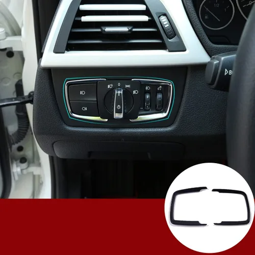 YIWANG - Interruptor de faro de ABS cromado con lentejuelas decorativas para BMW 1 2 3 4 Series 2012-2019, X5 F15 X6 F16 2014-2019, Negro satinado