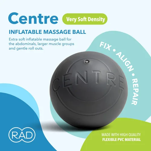 Vista 3 de RAD Centro - Bola de masaje de tejido profundo de yoga suave - Bola de liberación miofascial para masaje abdominal, psoas, cuello y estómago - Punto