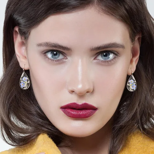 Vista 3 de Forget Me Not Handmade Pressed Flower Earrings Sterling Silver Drop Dangle Resin Dry Flower Earrings for Women Trendy