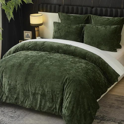 Vista 3 de Ivellow Queen Comforter Set 7 Pieces Bed in a Bag, Beige Velvet Comforter beige (7pcs-Beige)