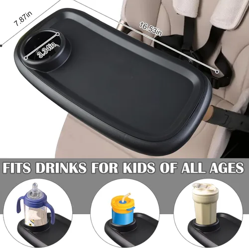 Vista 6 de Wanateber Bandeja universal para refrigerios para cochecito, bandeja extraíble de doble capa con soporte para cochecitos, soporte antideslizante