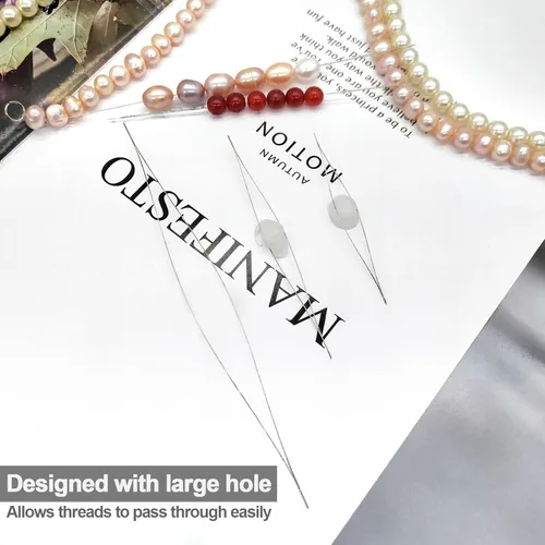 Vista 4 de BlingKingdom Agujas de cuentas de 5 tamaños, agujas de cuentas de semillas, agujas de cuentas de ojo grande con botella de aguja, aguja plegable