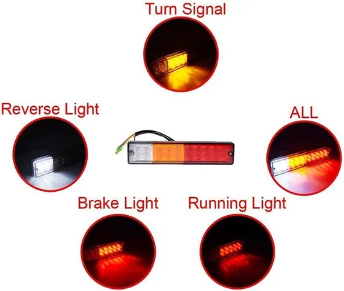 Vista 4 de 20 LED Camión Remolque luz trasera luz de señal de giro, Lámpara trasera de luz de stop luz de reversa, 3 W 12 V rojo-amber-blanco impermeable