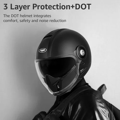 Vista 5 de Cascos modulares de motocicleta para adultos, casco convertible de cara completa a 3/4 de cara abierta, aprobado por DOT con doble visera