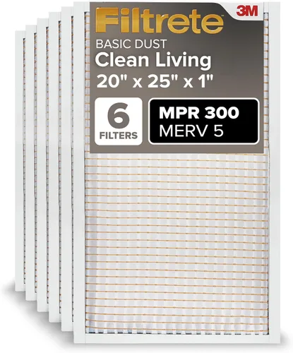 Filtrete 20x25x1 Filtro de aire para caldera de 1 pulgada, MERV 5, MPR 300, captura partículas no deseadas, filtro de limpieza de aire