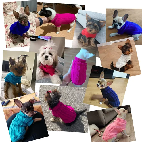 Vista 4 de Suéteres para perros pequeños, suéteres para mascotas, ropa de punto clásica, ropa de invierno para niñas, ropa de perro chihuahua, abrigo cálido