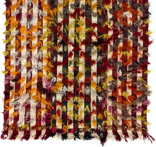 Vista 3 de 4.6x8.9 Ft Hand-Knotted 1970s Central Anatolian Kilim Rug with Colorful Poms. Bed, Floor, Sofa Cover. KEF60
