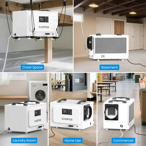 Vista 8 de Deshumidificador CADPXS para Espacio de Arrastre con Bomba, Deshumidificadores Comerciales de 125 Pintas con Manguera de Desagüe, Deshumidificador