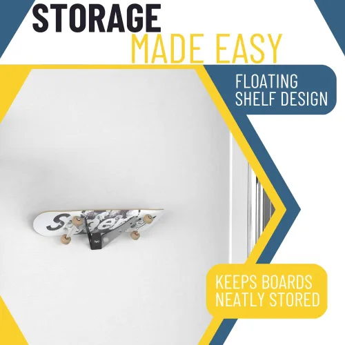 Vista 5 de Koova Soporte de montaje en pared para monopatín, exhibición creativa de cubierta, almacenamiento de longboard para el hogar o el garaje, colgador