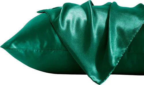 Vista 37 de BEDSUM Paquete de 2 fundas de almohada de satén de seda King para cabello y piel, suaves y lujosas, fundas de almohada con cierre de sobre, 20 x 36